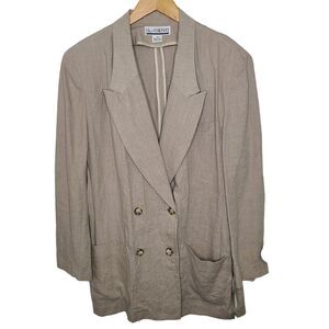 SK & Company Womens SZ 14 100% Linen Beige Blazer Double‎ Breasted NWT